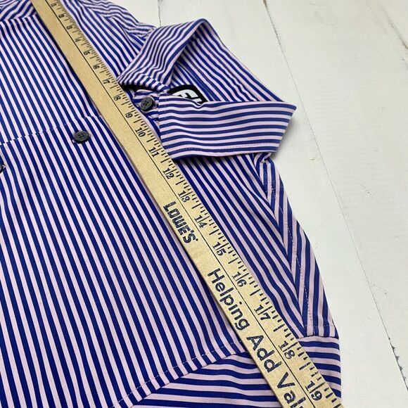 FootJoy Purple Pink Striped FJ Performance Golf Polo Shirt Men's Medium Active - Picture 10 of 12